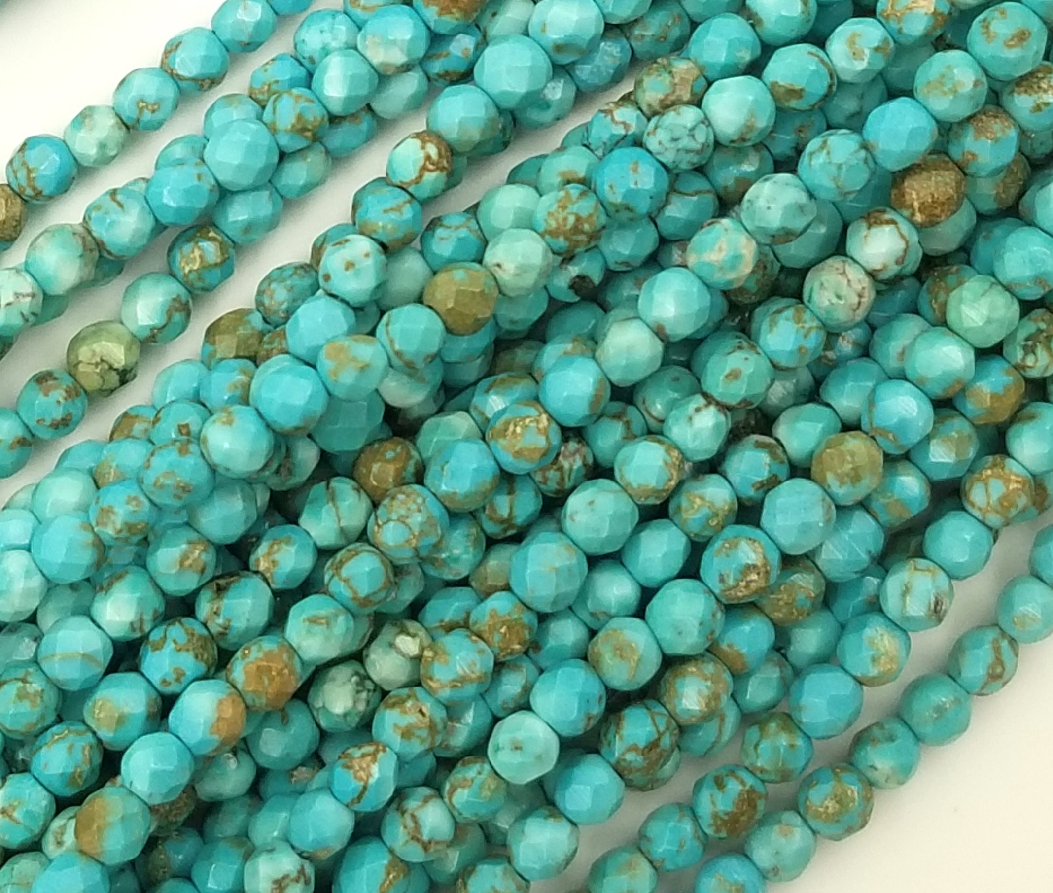 Faceted Turquoise Mm And Mm Natural Round Beads Real Genuine Natural