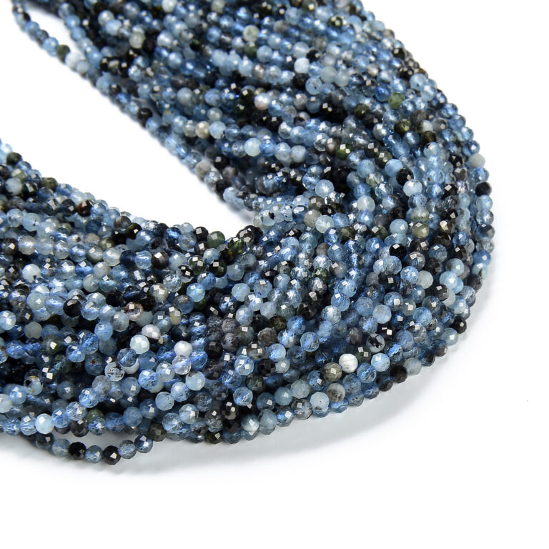 Natural Intense Deep Blue Aquamarine Faceted Round Beads Real Genuine