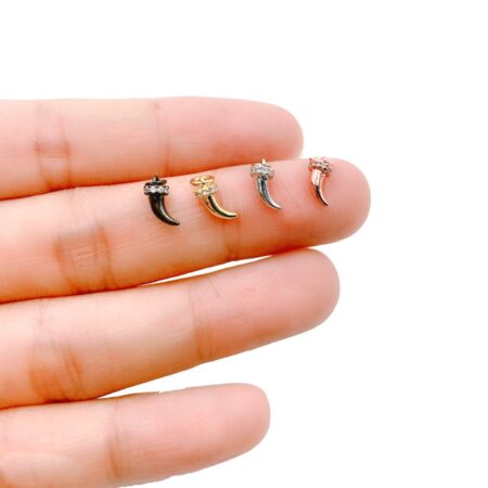 18K Gold Micro Pave CZ Mini Horn Charm, CP020