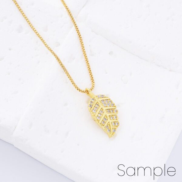 Feather/ LEAF charms, Gold Micro Pave CZ Leaf charm, Cubic Zirconia , DIY bracelet charm, 20x10mm | CP024 - Image 2