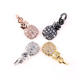 CZ Micro Pave  Mini Pineapple Charm 1pc/2pcs/6pcs 15x5mm, CP030-L0417