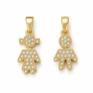 Gold Filled Boy and Girl Couple Charm Pendant, CZ Pave Couple Charms for Necklace Bracelet DIY Jewelry Supplies Romantic Gift, CP040