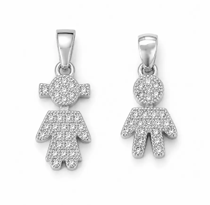 Gold Filled Boy and Girl Couple Charm Pendant, CZ Pave Couple Charms for Necklace Bracelet DIY Jewelry Supplies Romantic Gift, CP040 - Image 2