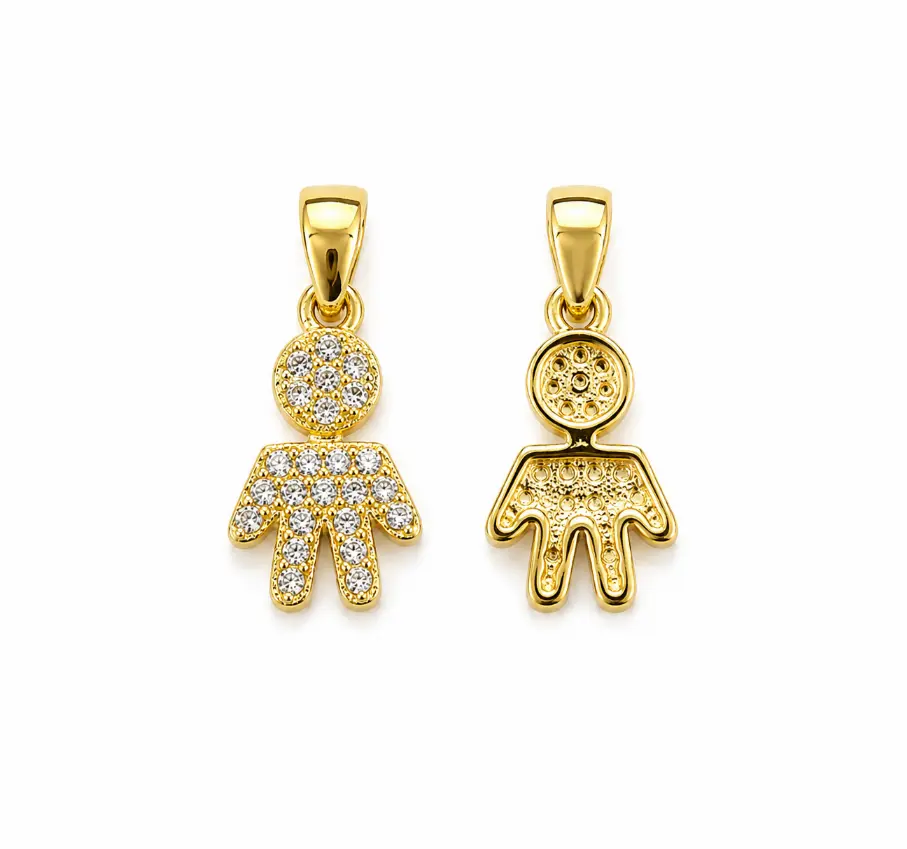 Gold Filled Boy and Girl Couple Charm Pendant, CZ Pave Couple Charms for Necklace Bracelet DIY Jewelry Supplies Romantic Gift, CP040 - Image 3