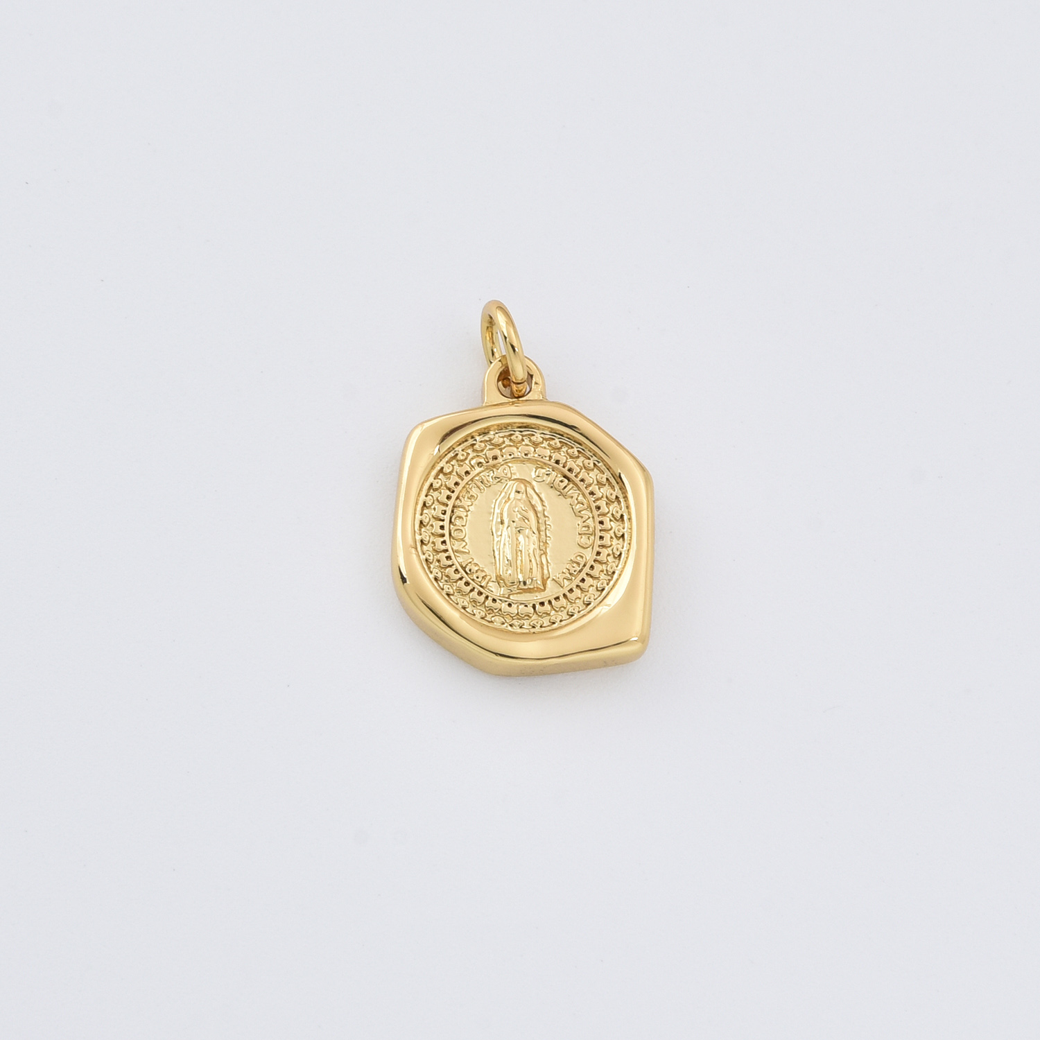 Virgin Mary Gold plated Charm, Virgin Mary Charm, Religious Charm, Virgin of Guadalupe, Virgin Mary Necklace, 15x12mm, CP1001