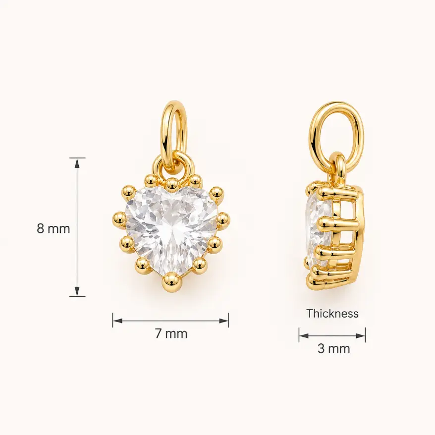 Gold Filled CZ Heart Pendant, Crystal Heart Charm, Rhinestone Pendant, Jewelry Making Supply, Heart Necklace Charm, Gift for Her, CP1016 - Image 2