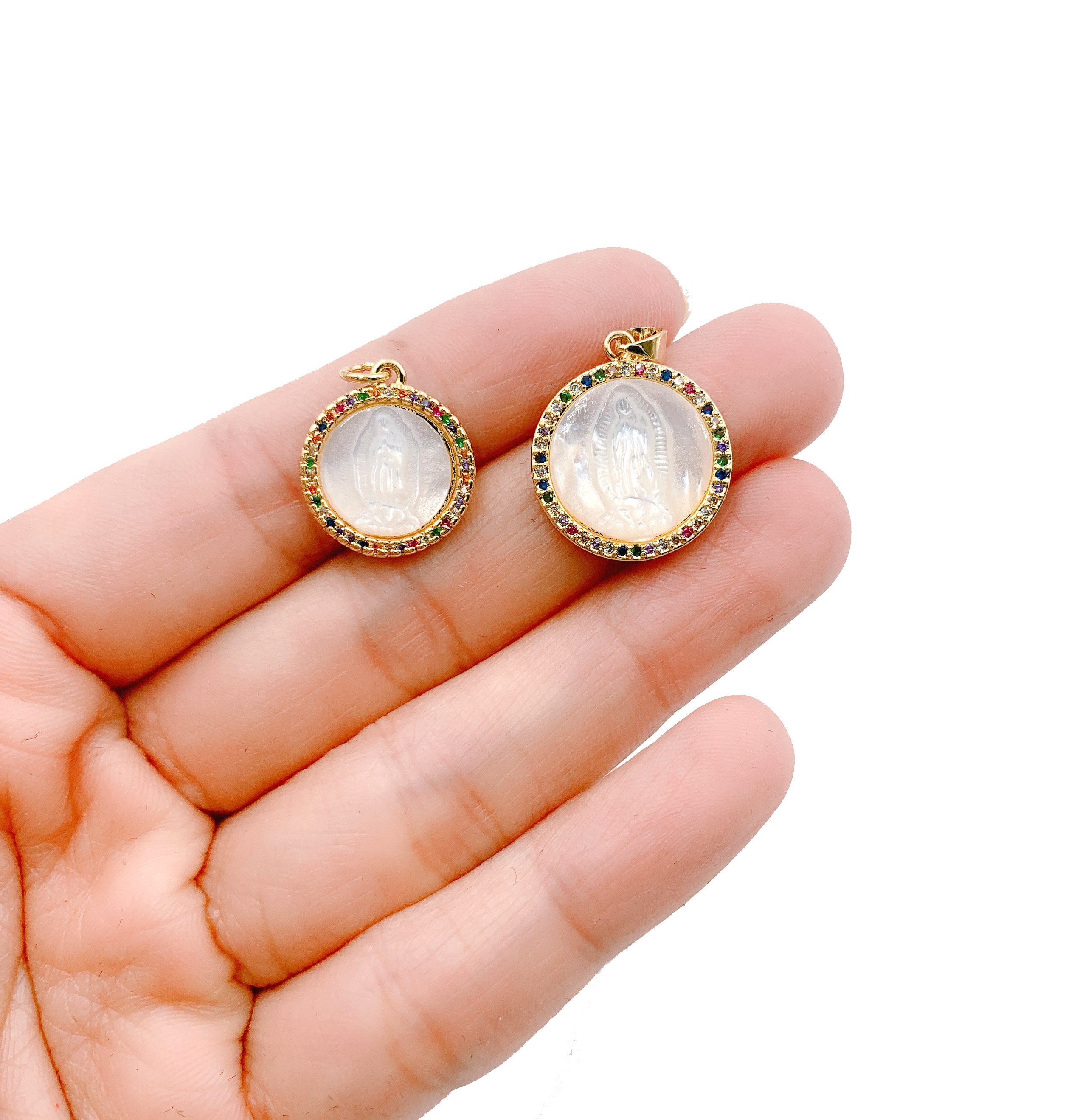 Mother Of Pearl Virgin Mary CZ Micro 