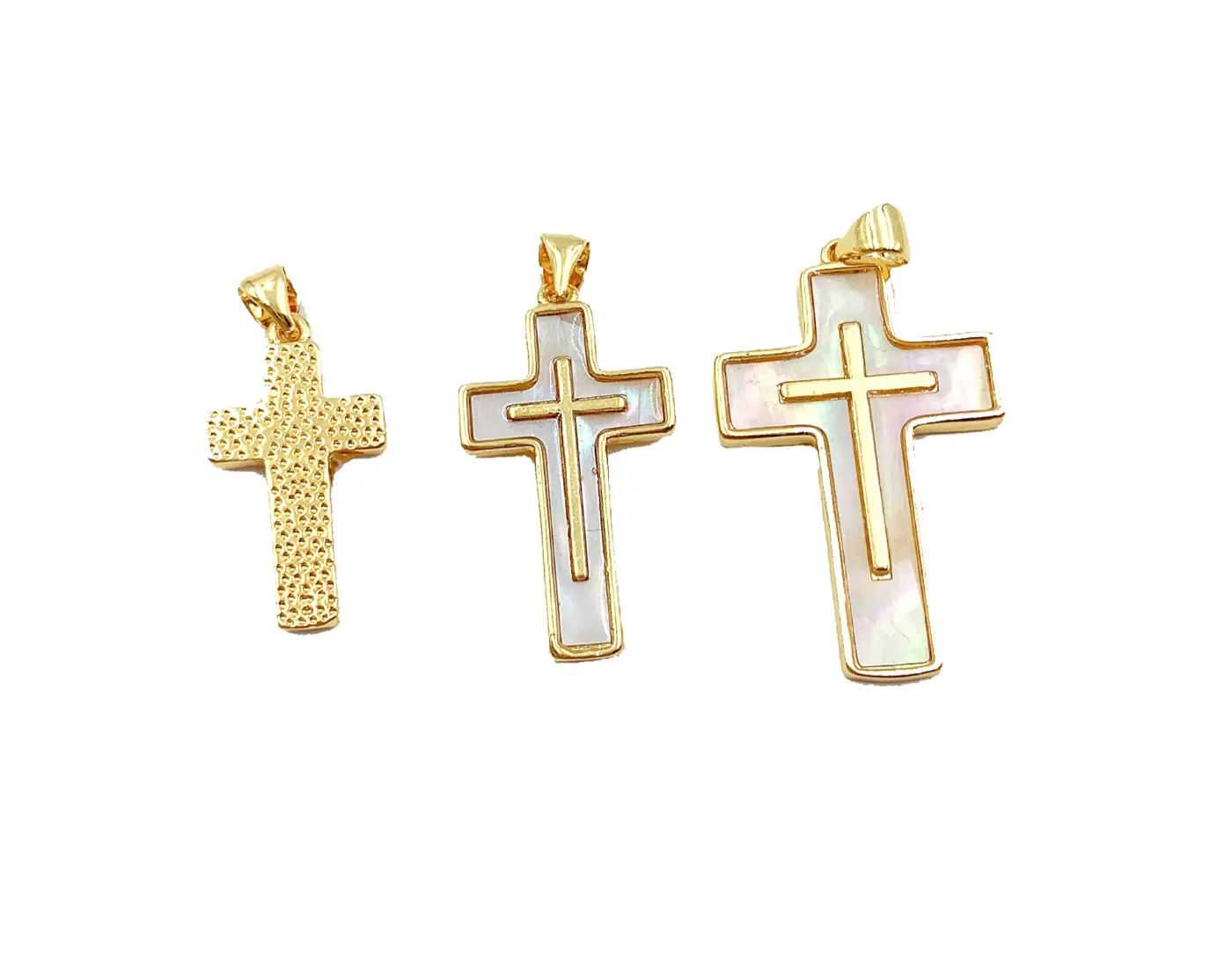 Shell Cross Charm Pendant, Crucifix Charm, Cross Charm, Cross Pendant, Mother Of Pearl, Charm Necklace, Small, Medium, Large, CP924 - Image 3