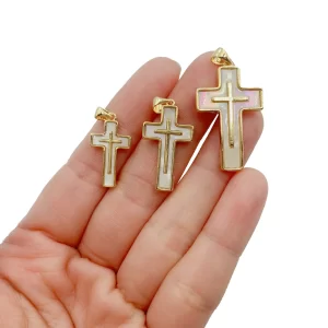 Shell Cross Charm Pendant, Crucifix Charm, Cross Charm, Cross Pendant, Mother Of Pearl, Charm Necklace, Small, Medium, Large, CP924