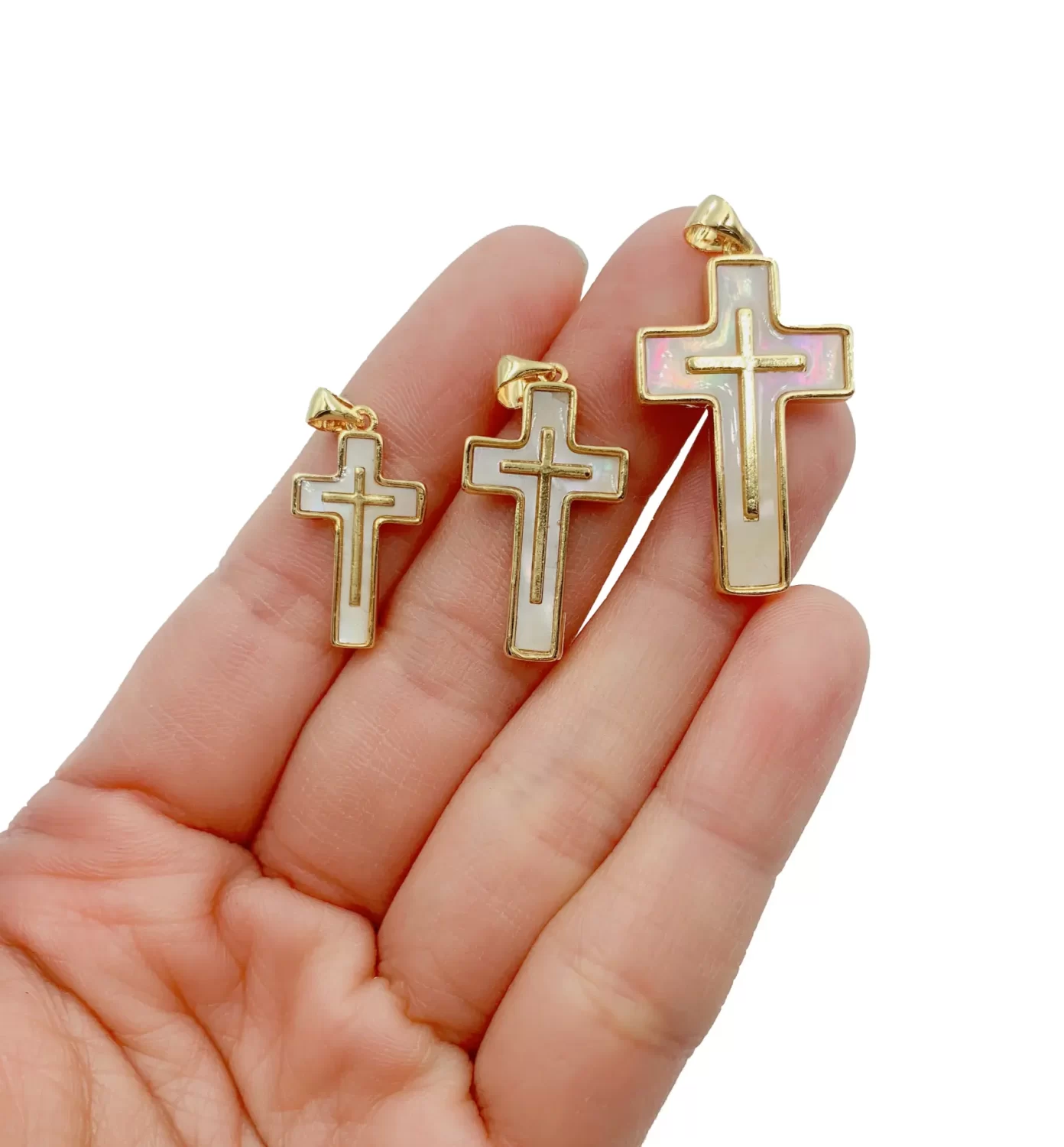Shell Cross Charm Pendant, Crucifix Charm, Cross Charm, Cross Pendant, Mother Of Pearl, Charm Necklace, Small, Medium, Large, CP924
