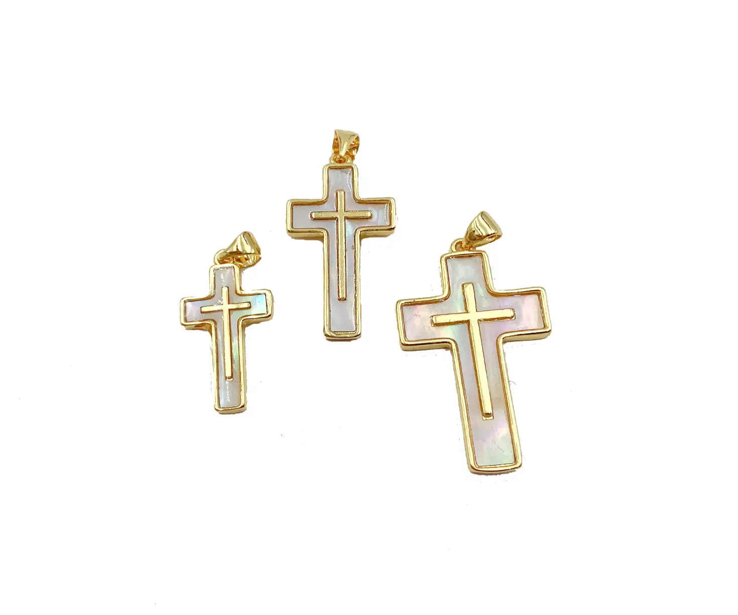 Shell Cross Charm Pendant, Crucifix Charm, Cross Charm, Cross Pendant, Mother Of Pearl, Charm Necklace, Small, Medium, Large, CP924 - Image 2