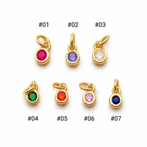 Gold Filled Birthstone Charm Pendant, Personalized Crystal Jewelry, Dainty Custom Initial Necklace Accessory, Gift for Women, CP946