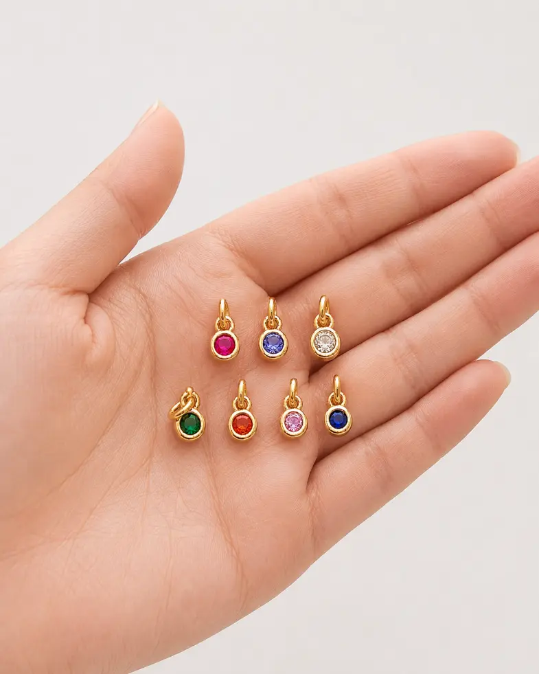 Gold Filled Birthstone Charm Pendant, Personalized Crystal Jewelry, Dainty Custom Initial Necklace Accessory, Gift for Women, CP946 - Image 3