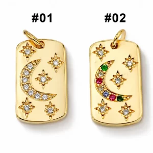 Gold Filled Crescent Moon and Star Charm Tag Pendant, DIY Jewelry Making Supply, Necklace or Bracelet Link, Minimalist Gift, CP971