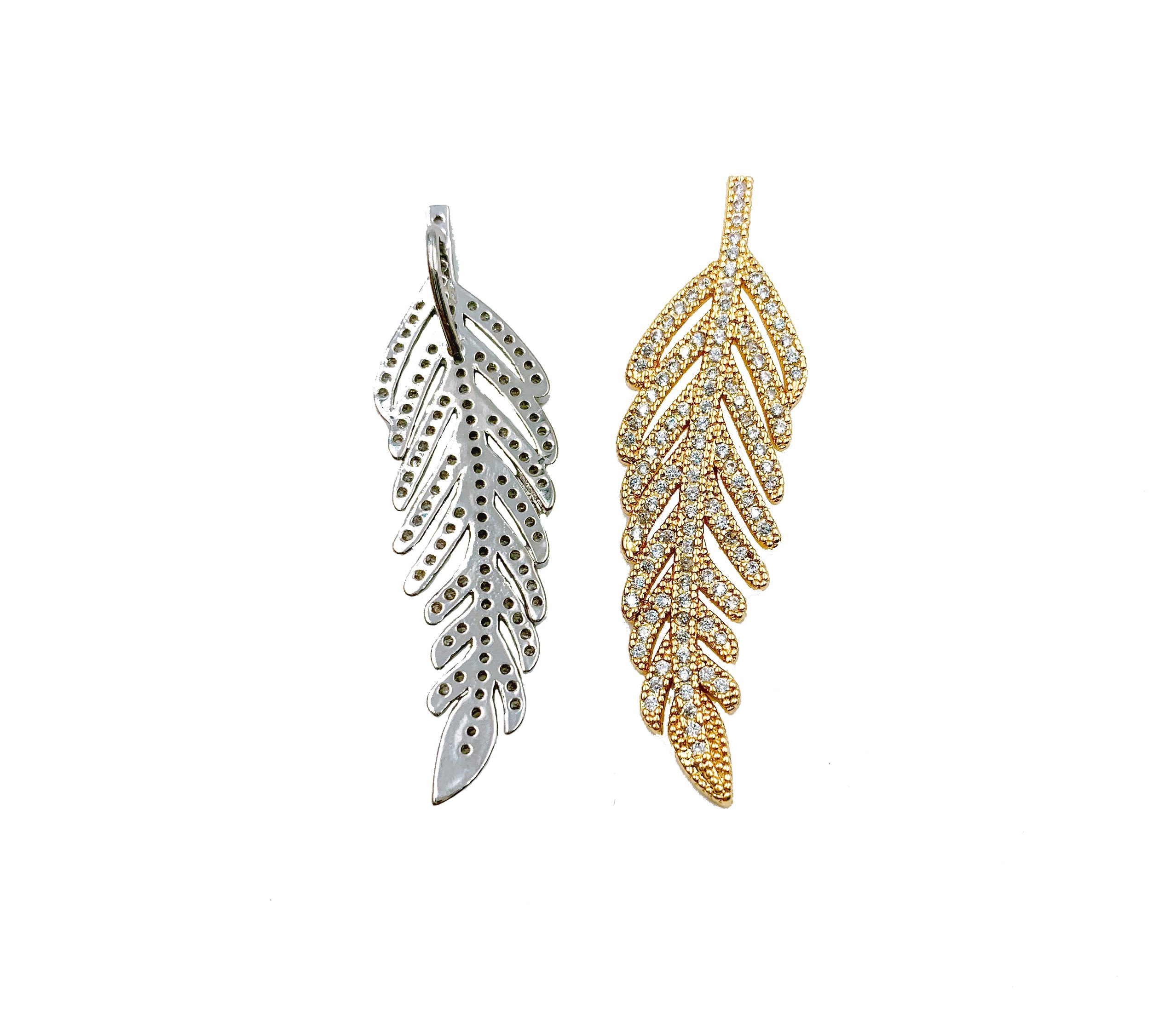 3 colors 1 beautiful CZ pave feather