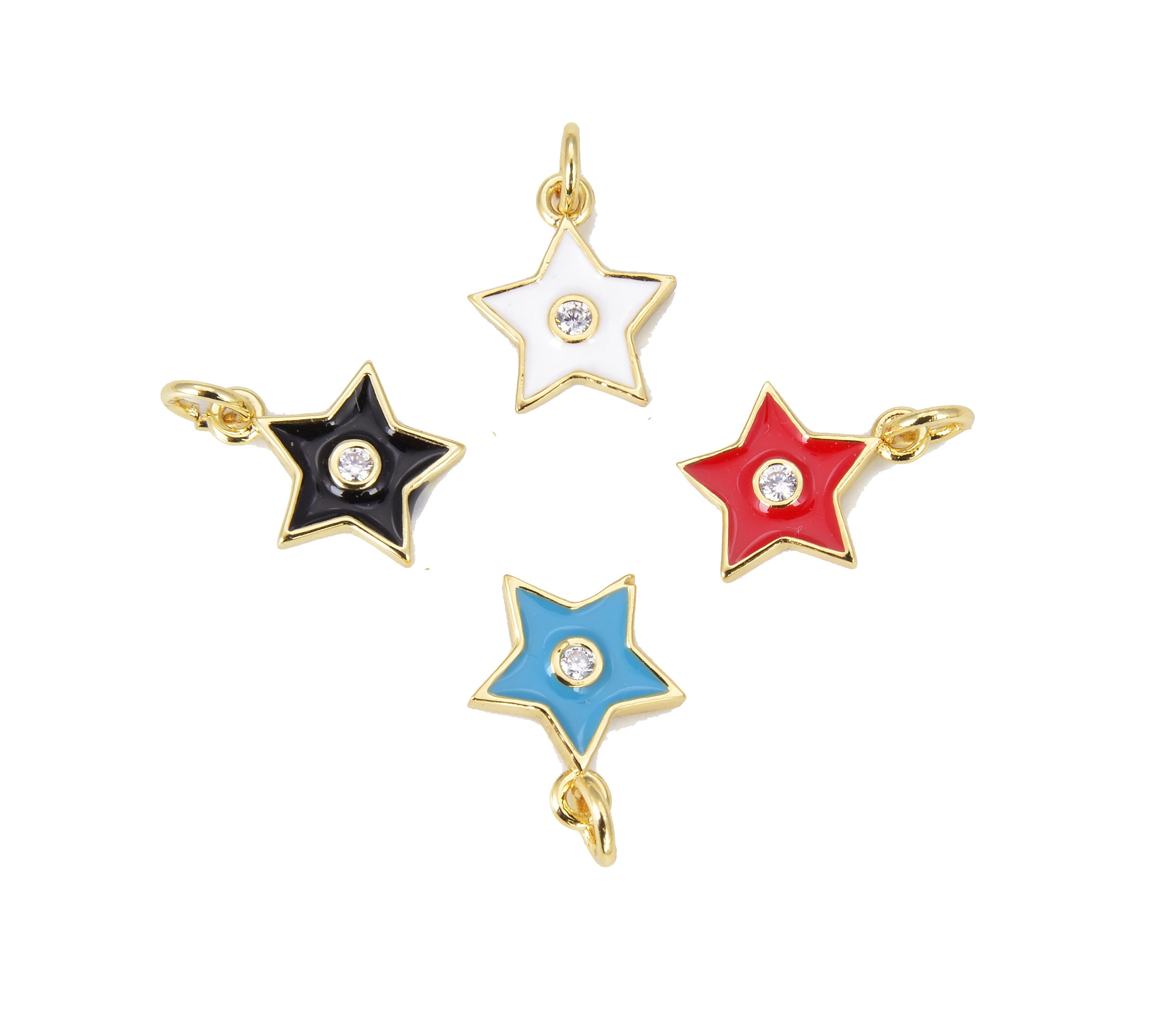 Cubic Zirconia 22K Gold Filled Starburst CZ Micro Pave Charm Pendant CP278 Star Star Pendant Star Necklace Star Charm 53x21mm