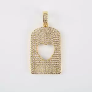 Heart Tag CZ Micro Pave Charm Pendant, Heart Charm, Heart Pendant, Cubic Zirconia, Charm, Pendant, 32x19mm, CP1051