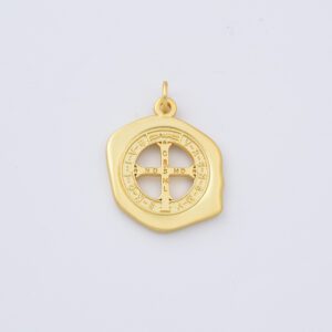 Gold Filled Saint Benedict Cross Charm, Religious Catholic Medal Pendant for DIY Necklace Bracelet Jewelry Making, Gift for Her, CP1094