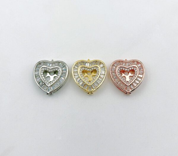 Different Colors of Heart Slider CZ Micro Pave