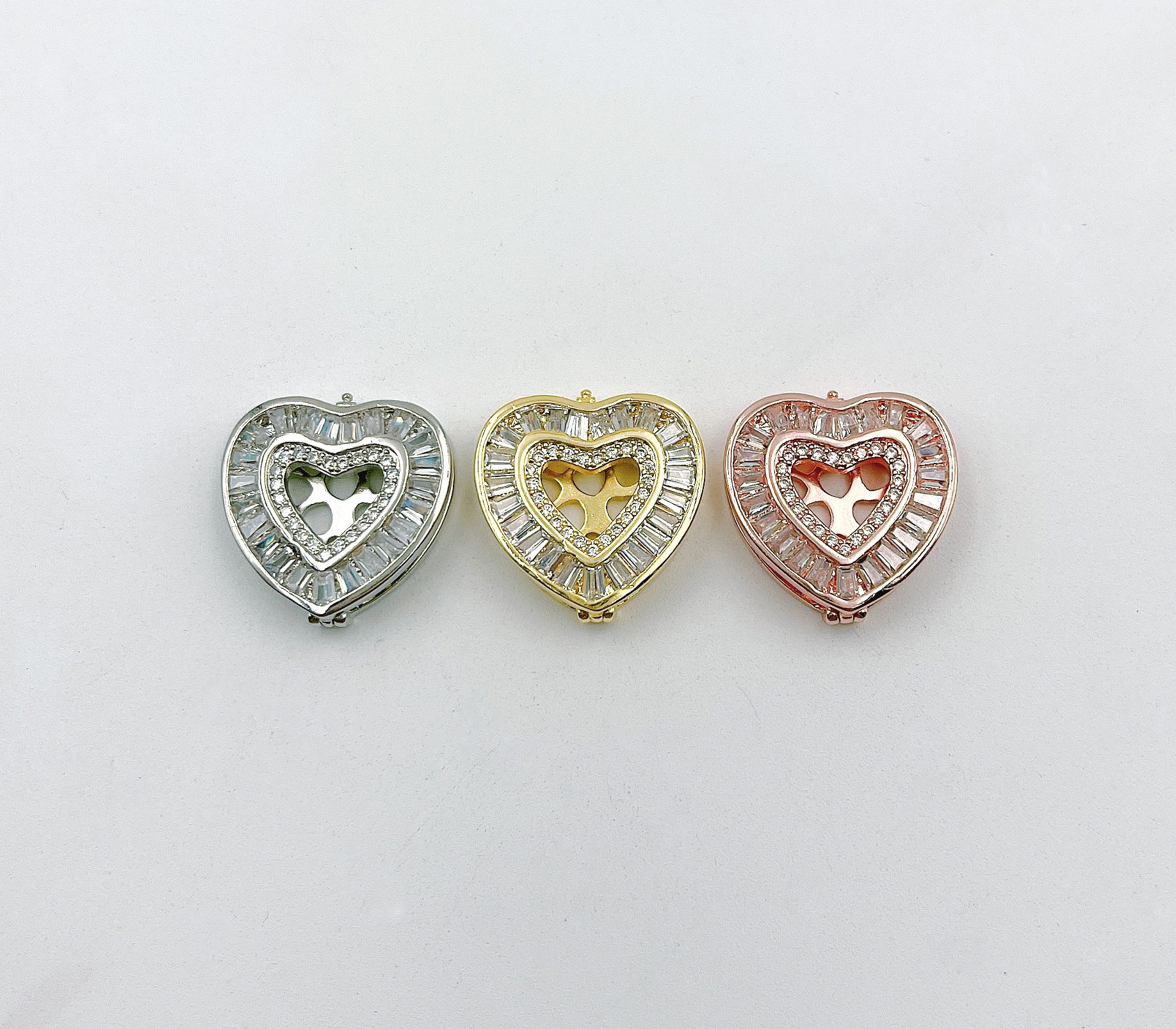 CZ Heart Floating Charm Locket Bracelet