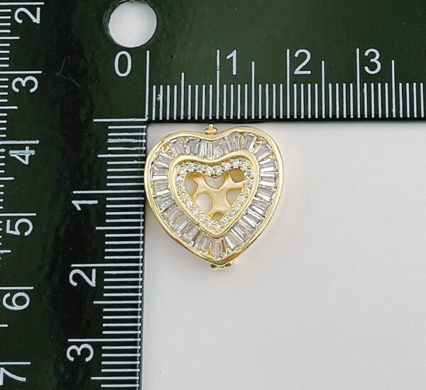 Measuring Gold Heart Slider CZ Micro Pave
