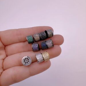 Rondelle Spacer Beads, Rondelle CZ Micro Pave Bead, Rondelle Beads, Spacer Beads, Bracelet Beads, Cubic Zirconia, 10x6mm, BD018A