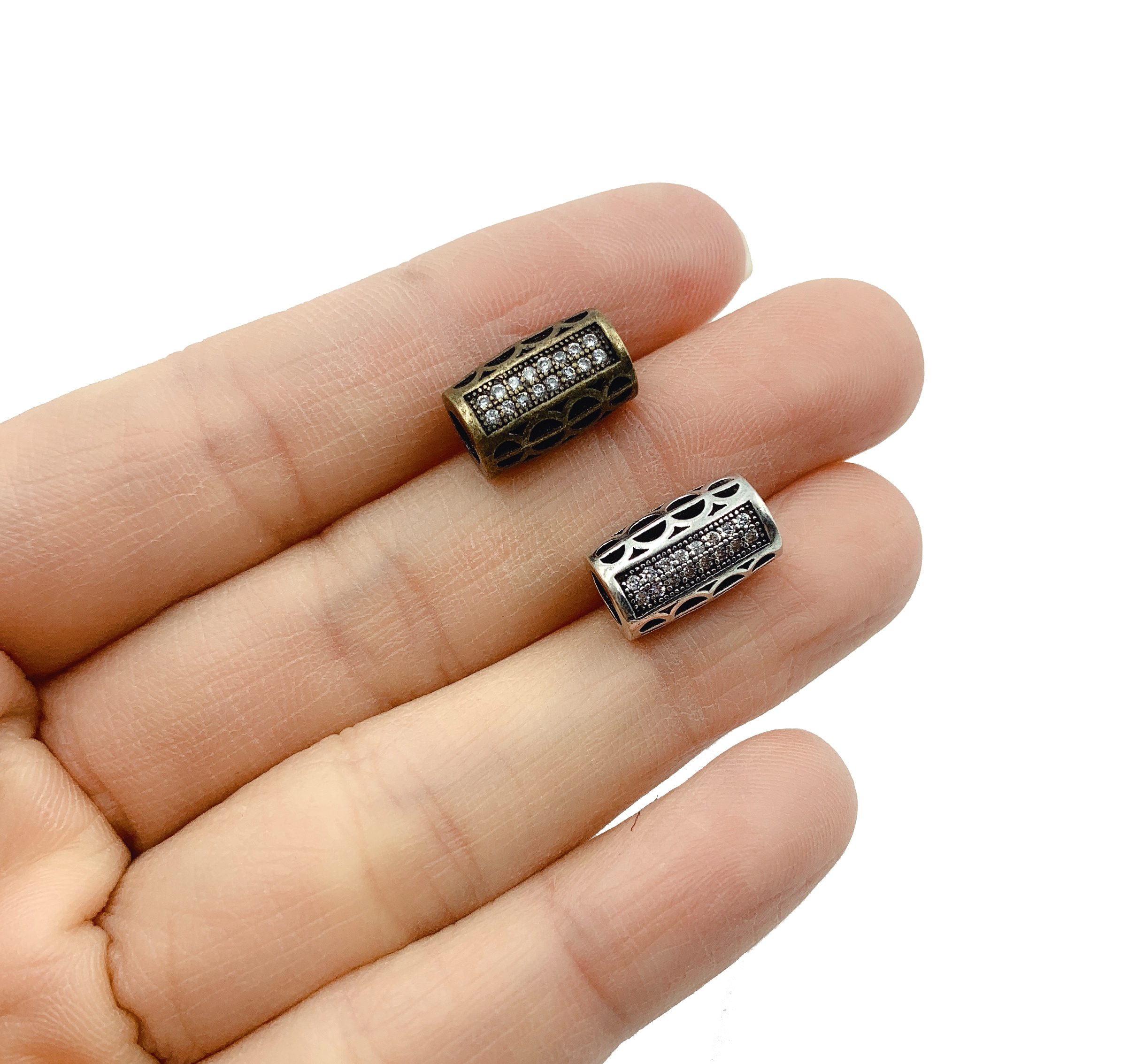 Antique Cylinder Beads Cylinder CZ Micro Pave Bead Barrel Beads Tube