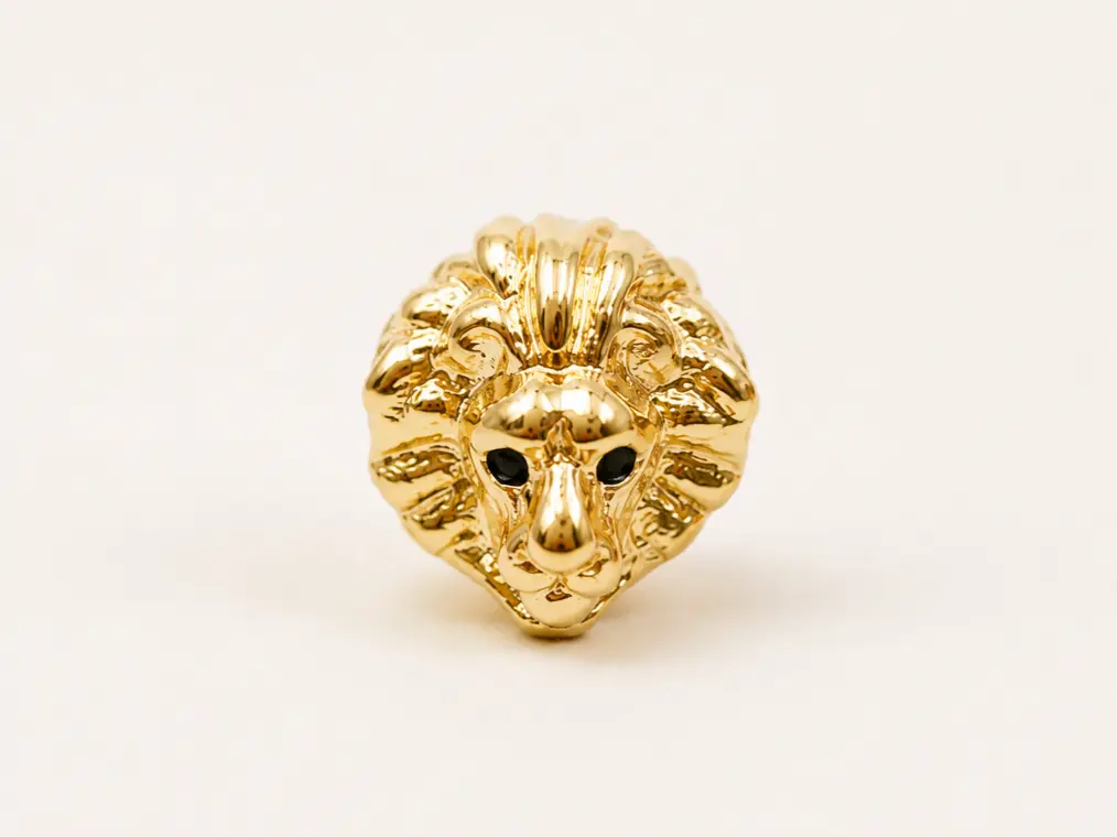 Gold Filled Lion Bead, Lion Head Bead, Animal Face Bead, Side Drilled Jewelry Finding, Mens Bracelet Bead, DIY Necklace Supply, BD068 - Image 2