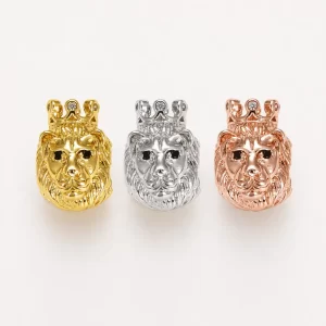 Gold Filled Lion Head Bead, Crown Lion Bead, Lion King Bead, Animal Jewelry Finding, Side Drilled Bead, DIY Bracelet Bead, BD069