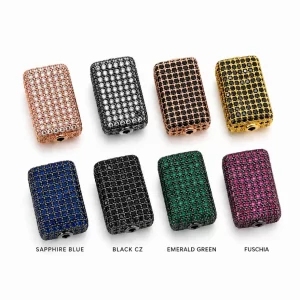 Gold Filled CZ Rectangle Connector Bead, Pave Barrel Spacer Bead, Multicolor Crystal Jewelry Finding for Bracelet Necklace DIY, BD637