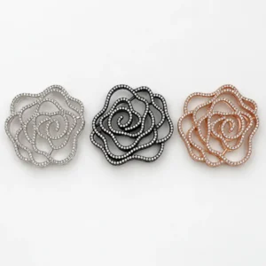 Large Rhinestone Rose Bead, Pave Floral Spacer Bead, Large Rose Flower Jewelry Finding, Decorative Bead for Jewelry Making, BD661A