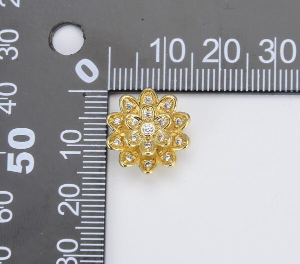 Micro Pave Lotus Charm for Bracelet Necklace Earring Making 18K Gold  Lotus Flower Slider Beads BD753 16mm