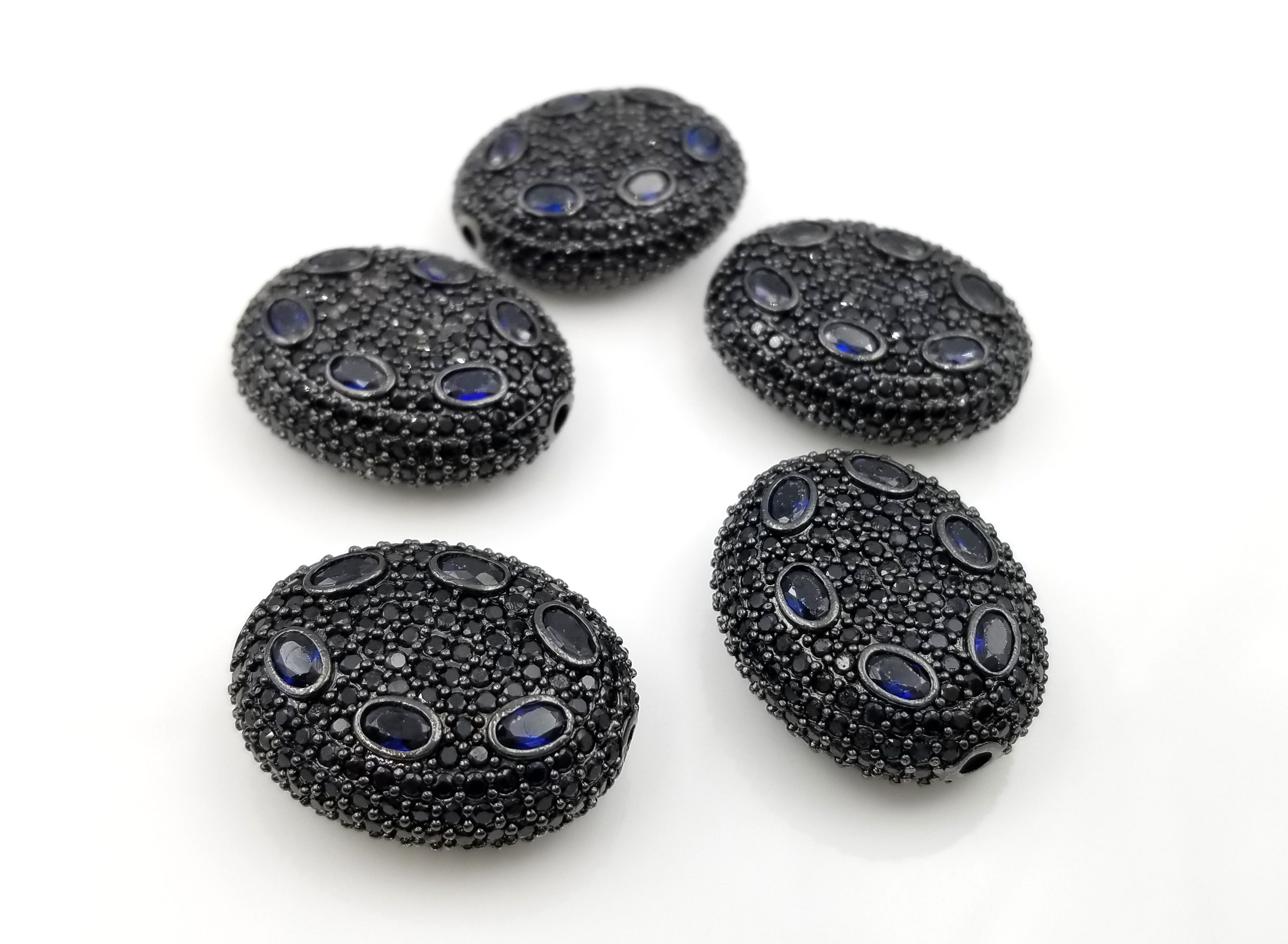 Black Oval Shaped Beads CZ Micro Pave, Oval Shape Beads, Bulk Beads