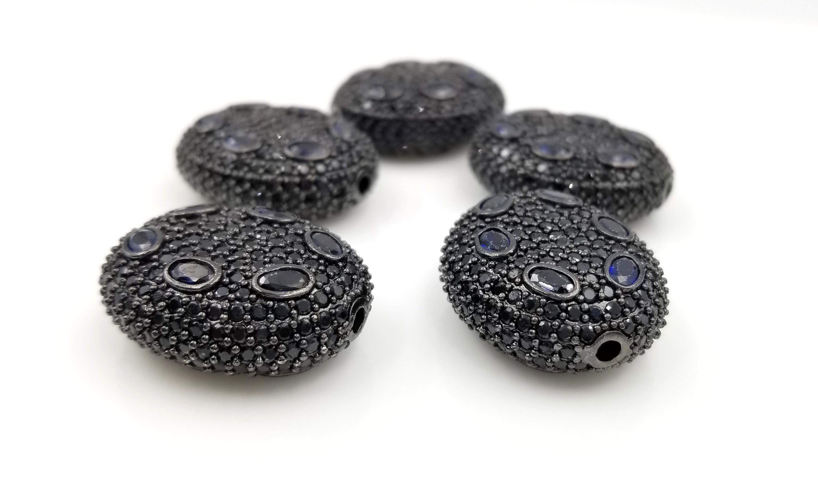 Black Oval Shaped Beads CZ Micro Pave, Oval Shape Beads, Bulk Beads