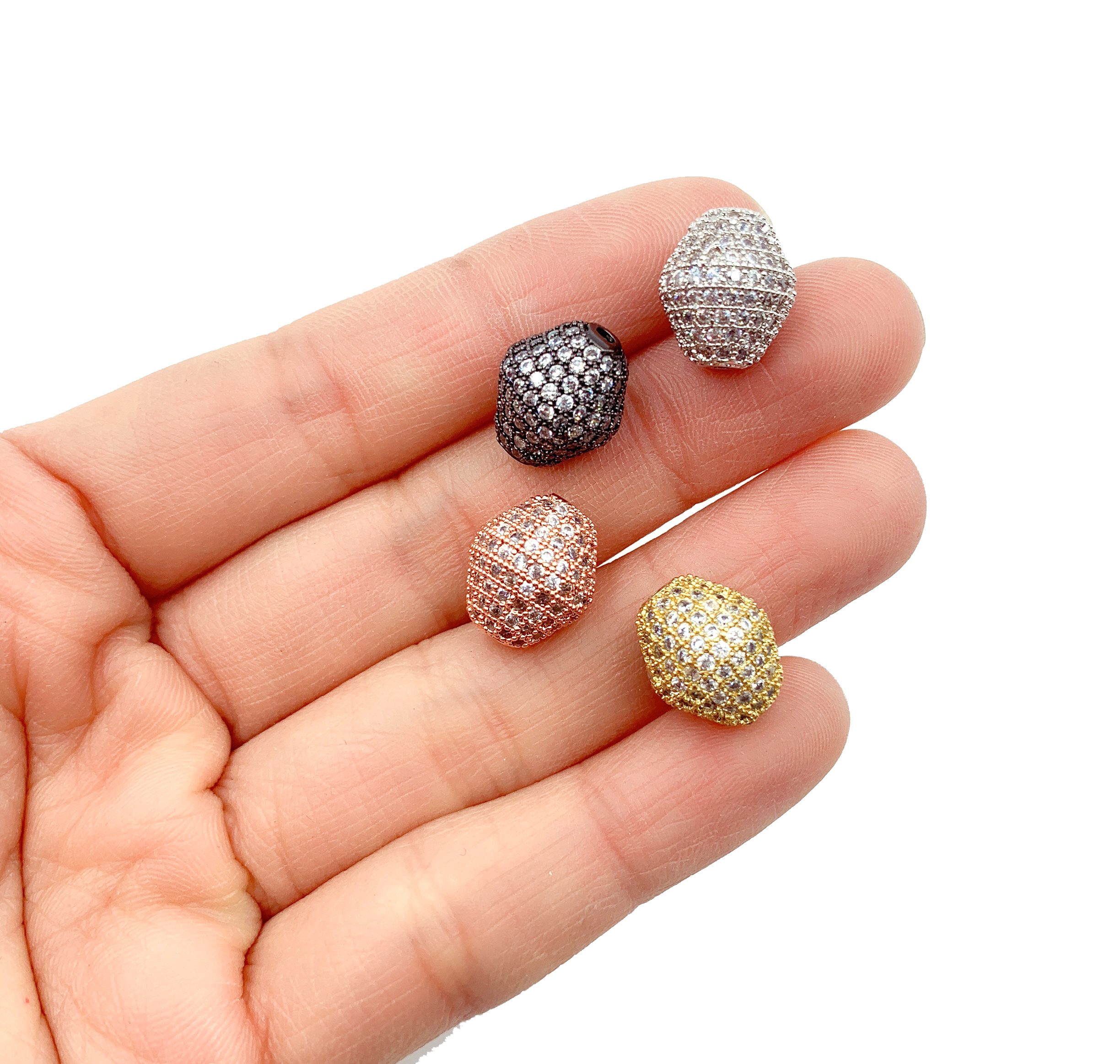 Egg Shaped Beads CZ Micro Pave, Olive Shaped Beads, Oval Shape Beads 