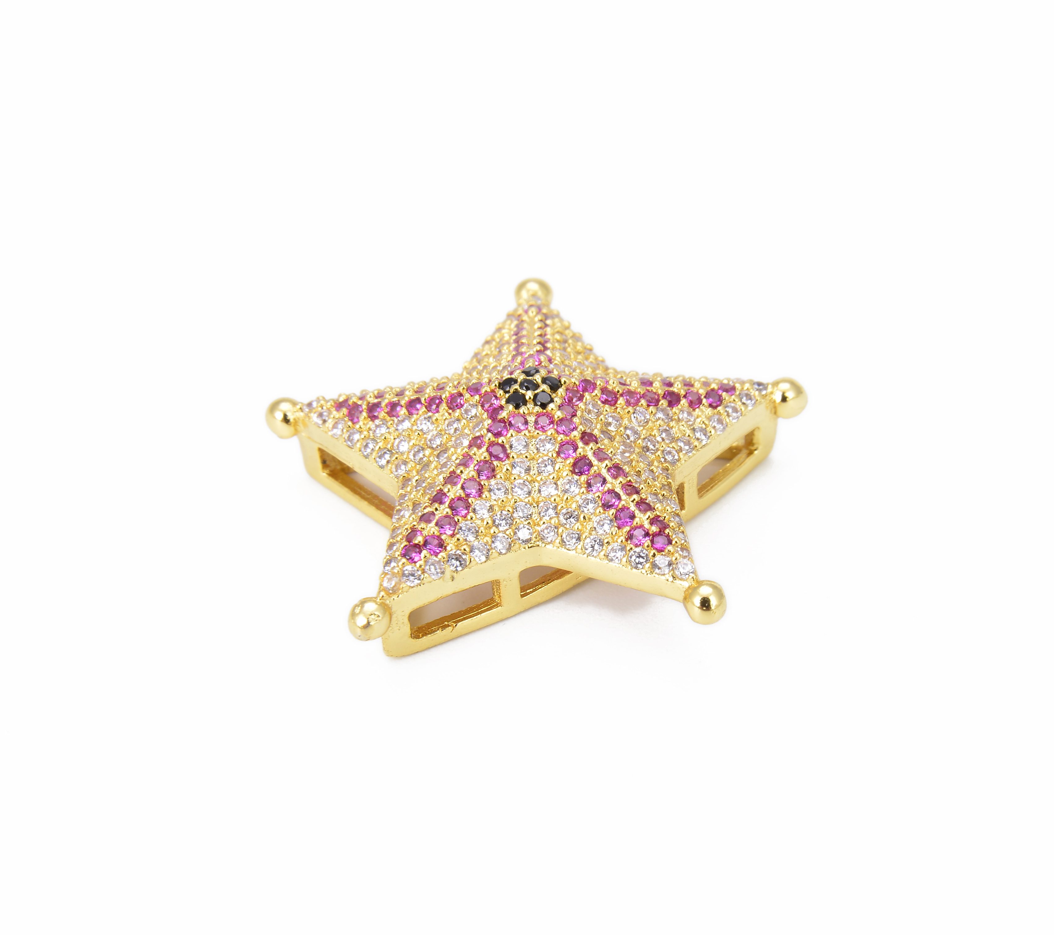 Star Slider Beads CZ Micro Pave, Star Beads, Slider Charms, Star ...