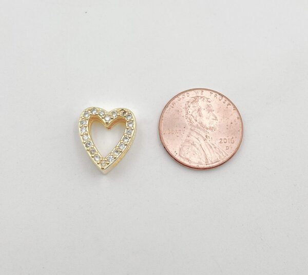 Gold Heart Slider Beads CZ Micro Pave and Coin