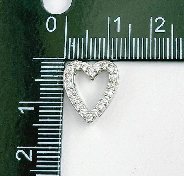 Measuring Silver Heart Slider Beads CZ Micro Pave