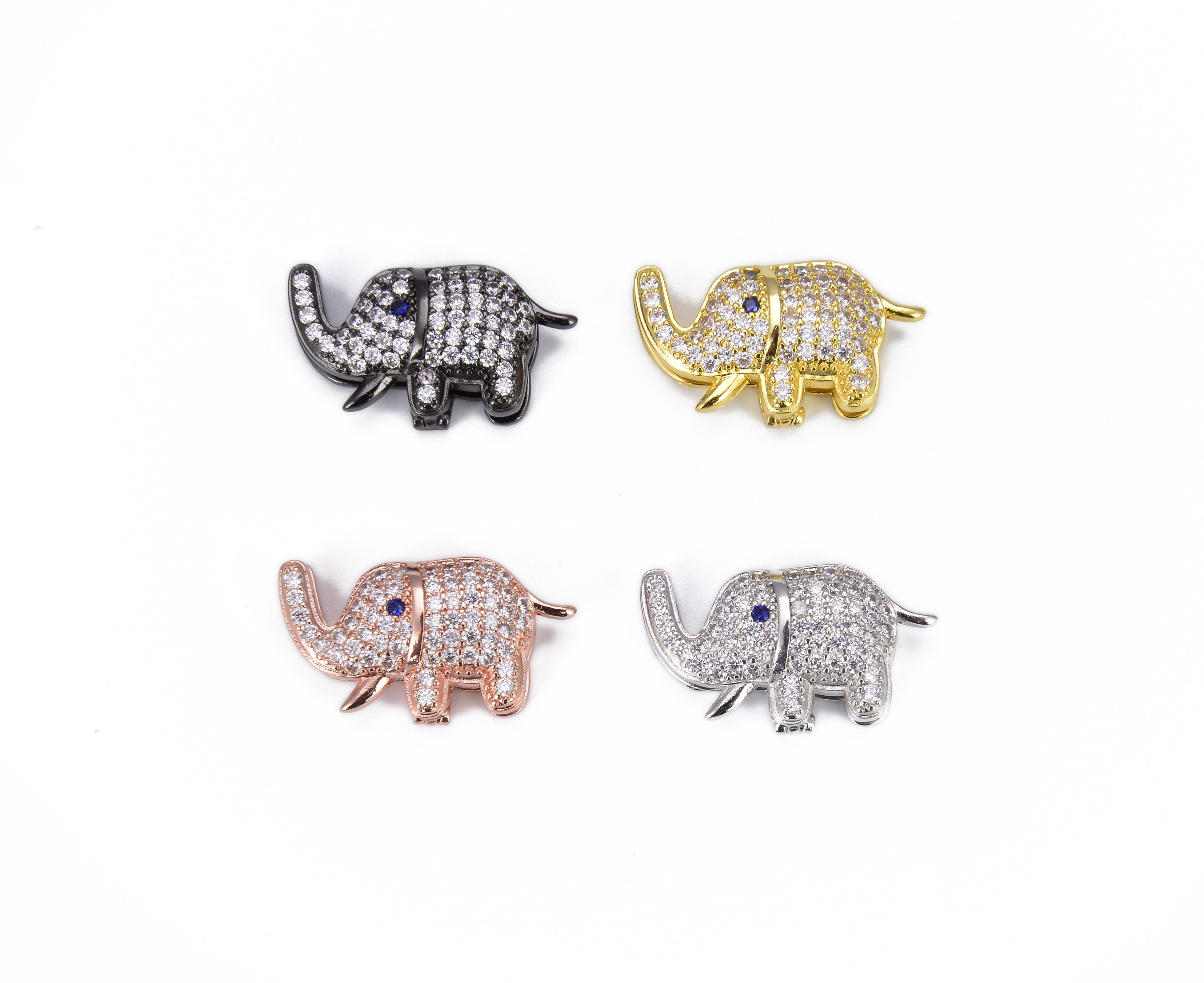Elephant Slider Beads CZ Micro Pave, Elephant Beads, Elephant Bracelet ...