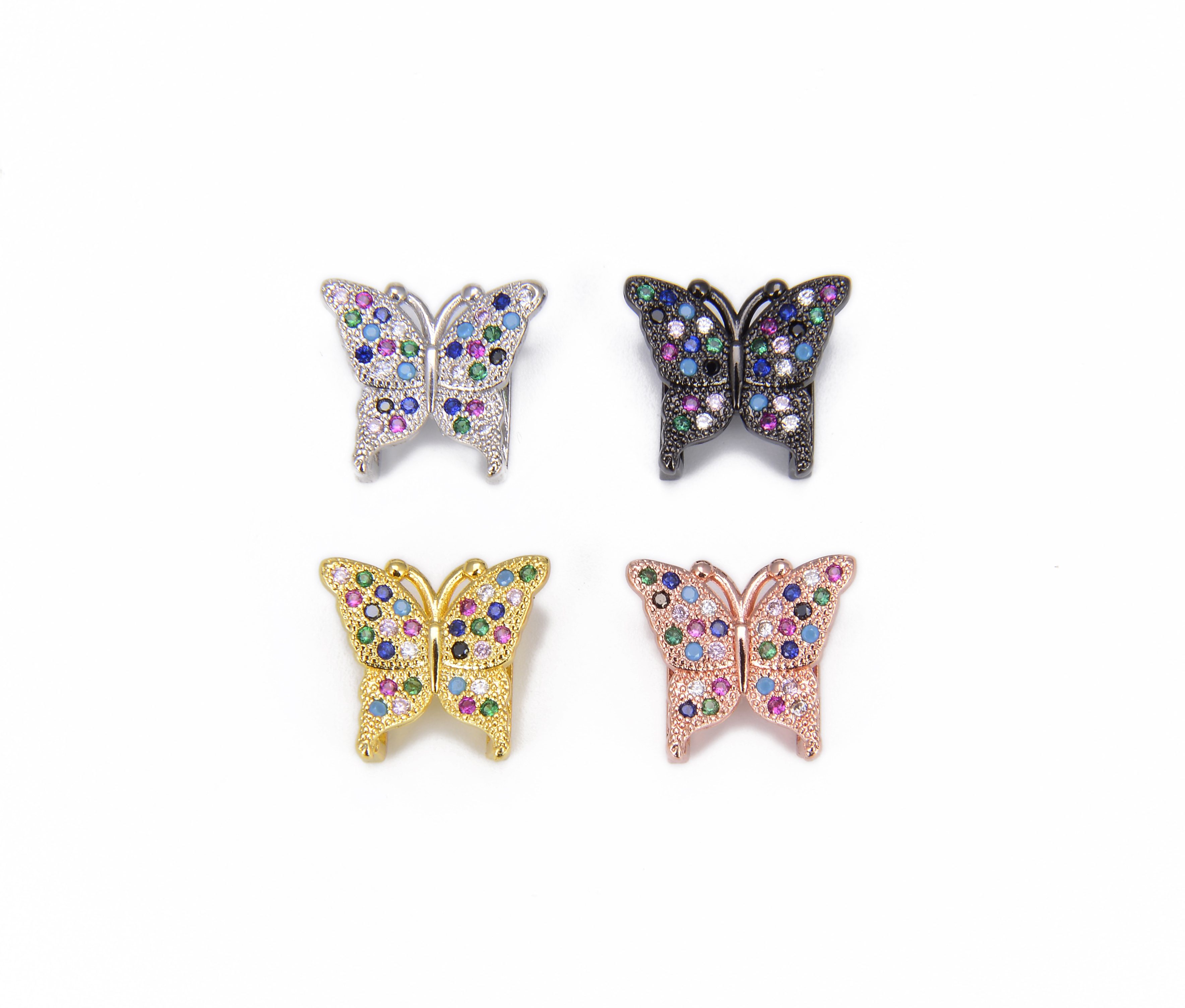 Butterfly Slider Beads CZ Micro Pave, Butterfly Beads, Butterfly Charm ...