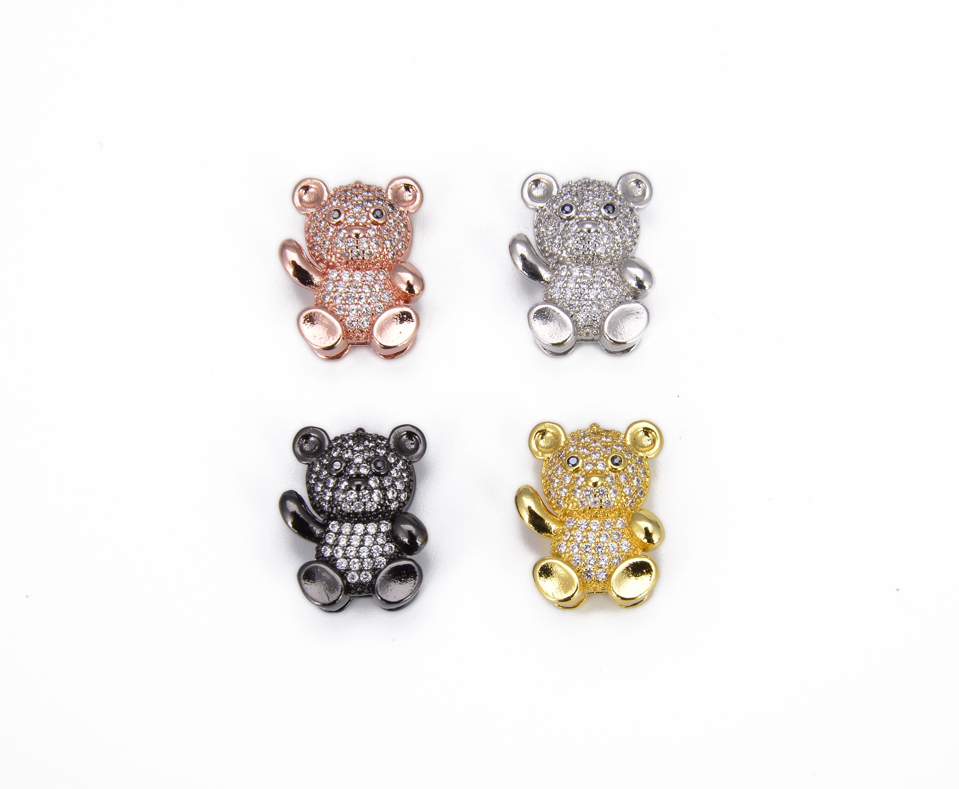 Teddy Bear Slider Beads CZ Micro Pave, Teddy Bear Beads, Bear Beads ...