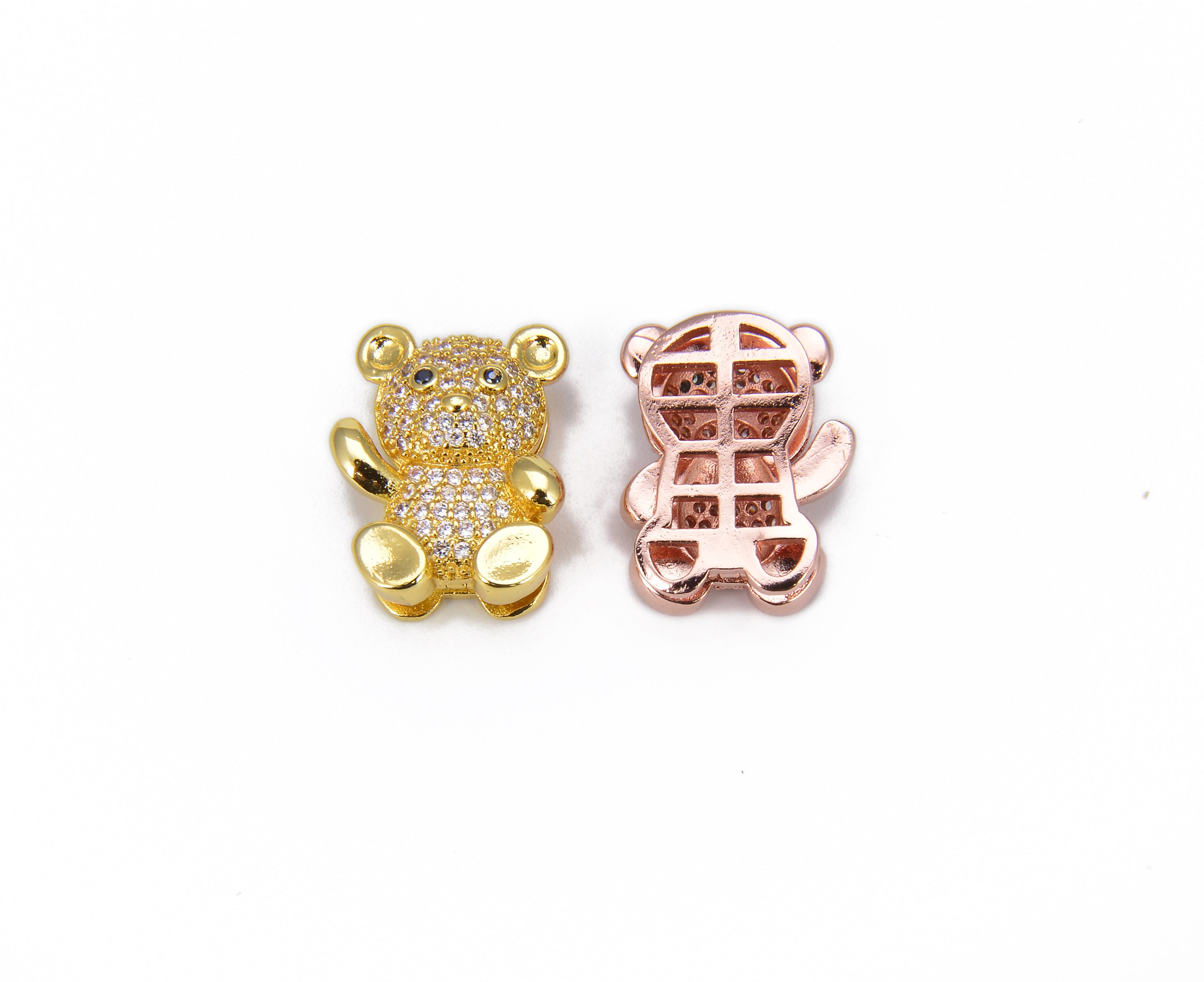 Teddy Bear Slider Beads CZ Micro Pave, Teddy Bear Beads, Bear Beads ...