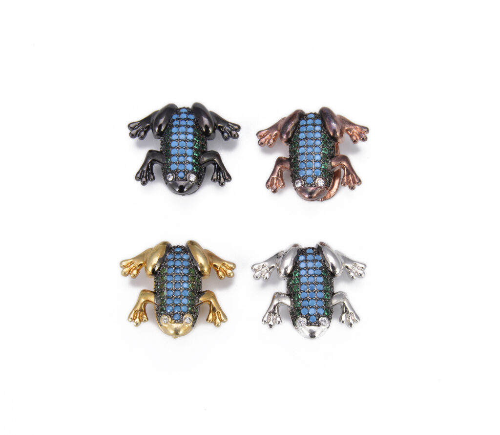 Frog Colored CZ Slider Bead, Frog Slider Bead, Frog Beads, Slider Beads ...