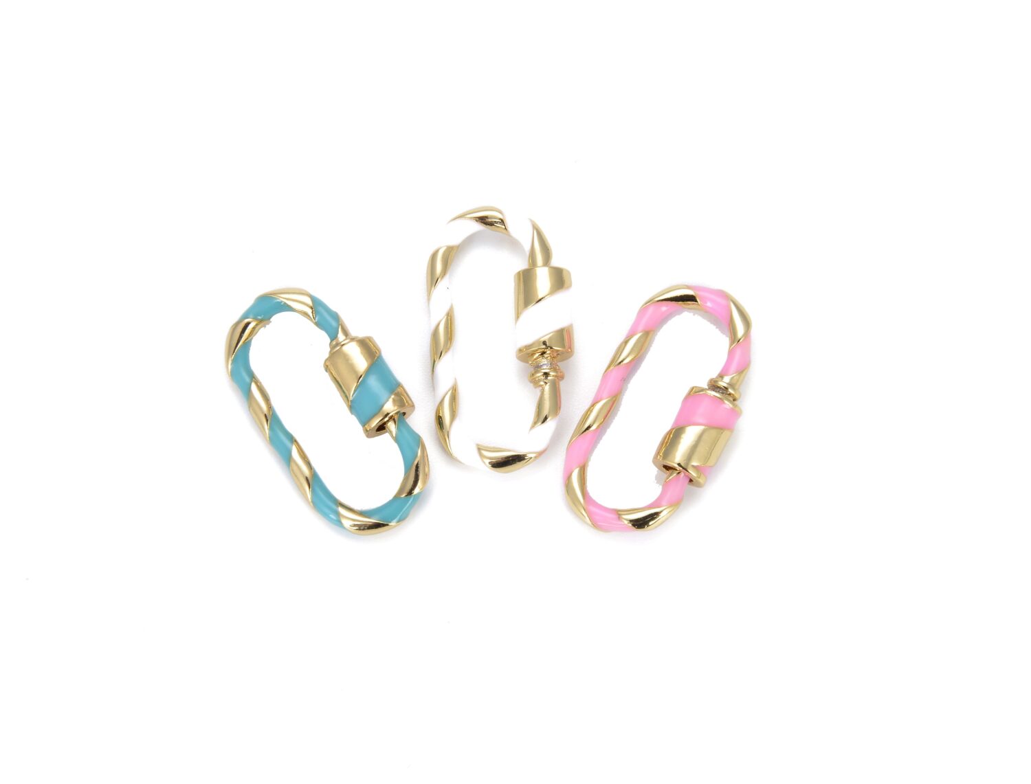 Enamel Oval Screw Clasp, Screw Clasp Carabiner Lock, Interlocking Clasp, Enamel Oval Lock, Oval Shaped Screw Clasp, 25x13mm, CL341 - Image 4