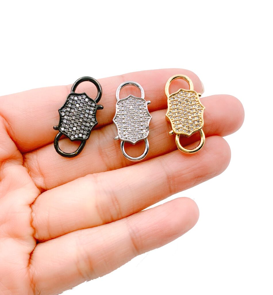 Interlocking Clasp CZ Micro Pave,Double Lock Clasp, Carabiner Clasp ...