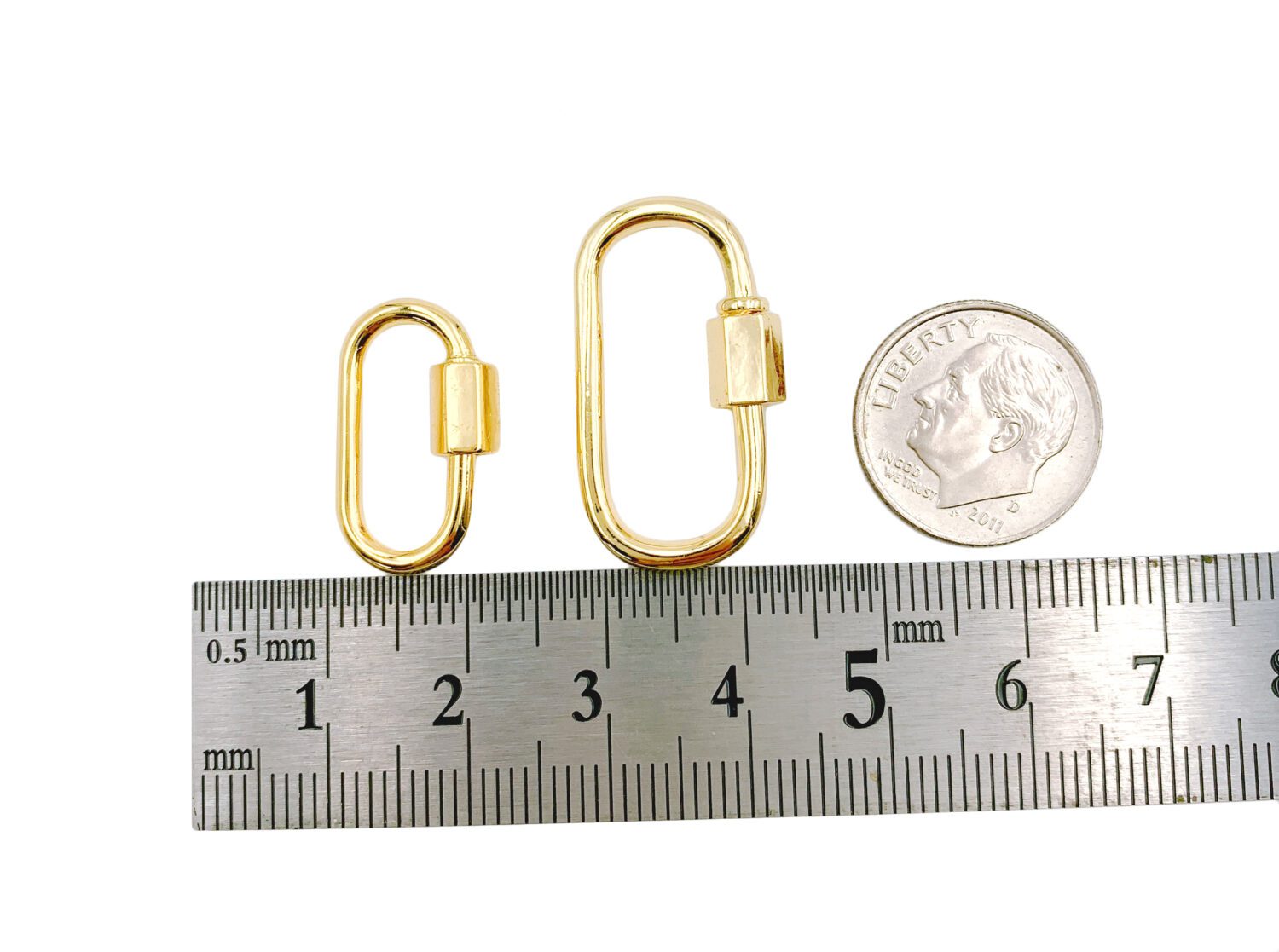 1 Pc 25x10mm Wholesale Carabiner, Paperclip Oval Shape, Circle Screw Clasp,  24K Gold-plated, Rose Gold, or Silver-plated Color Options 