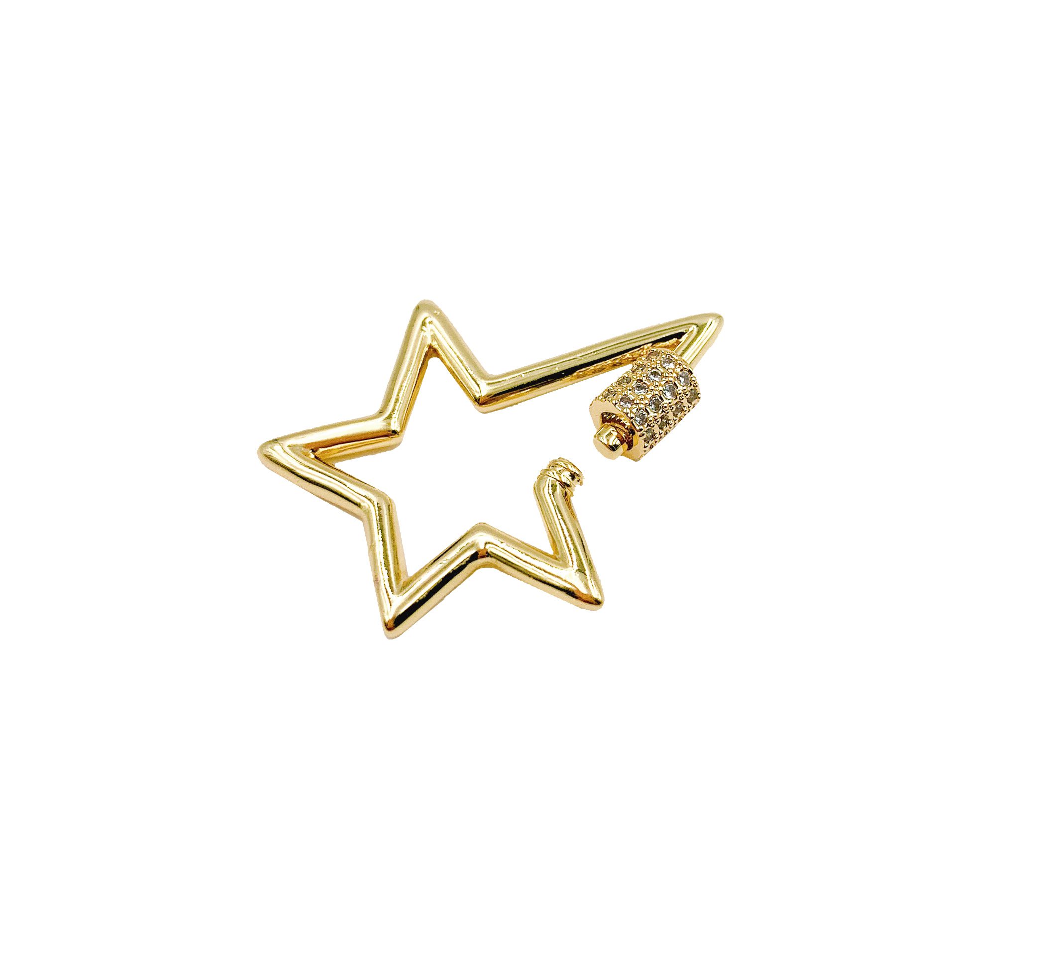 Gold Filled Star Carabiner Clasp, CZ Micro Pave Star Clasp, Carabiner ...