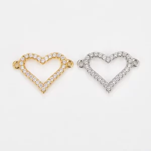Gold Filled CZ Heart Connector, Crystal Heart Link, Rhinestone Jewelry Finding, Heart Bracelet Connector, Necklace Link, DIY Jewelry, CN011