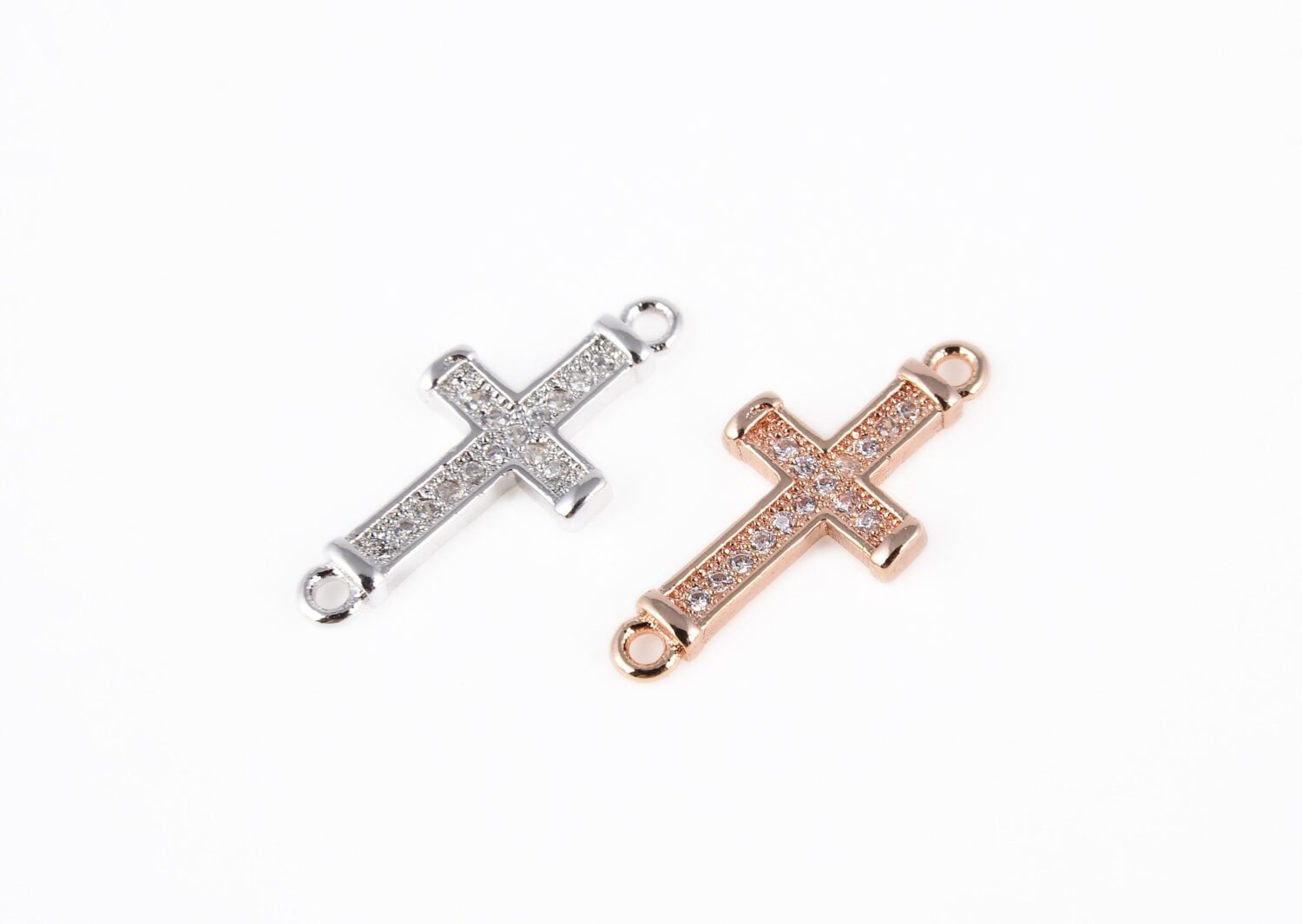 Rose Gold Cross Charms, CZ Micro Pave Dainty Religious Cross Pendants, – A  Girls Gems