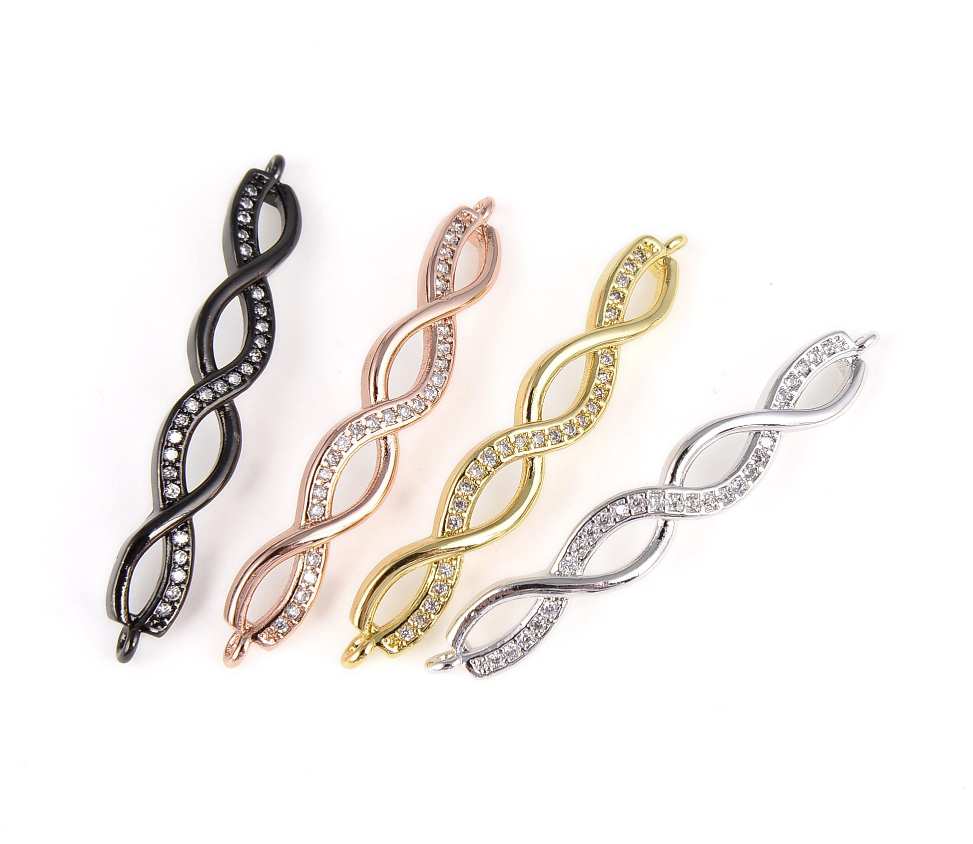 sku#Z923 CZ Micro Pave Long Bar Connector Beads 3x40mm Long bar Connector Link for Necklace Bracelet Earrings